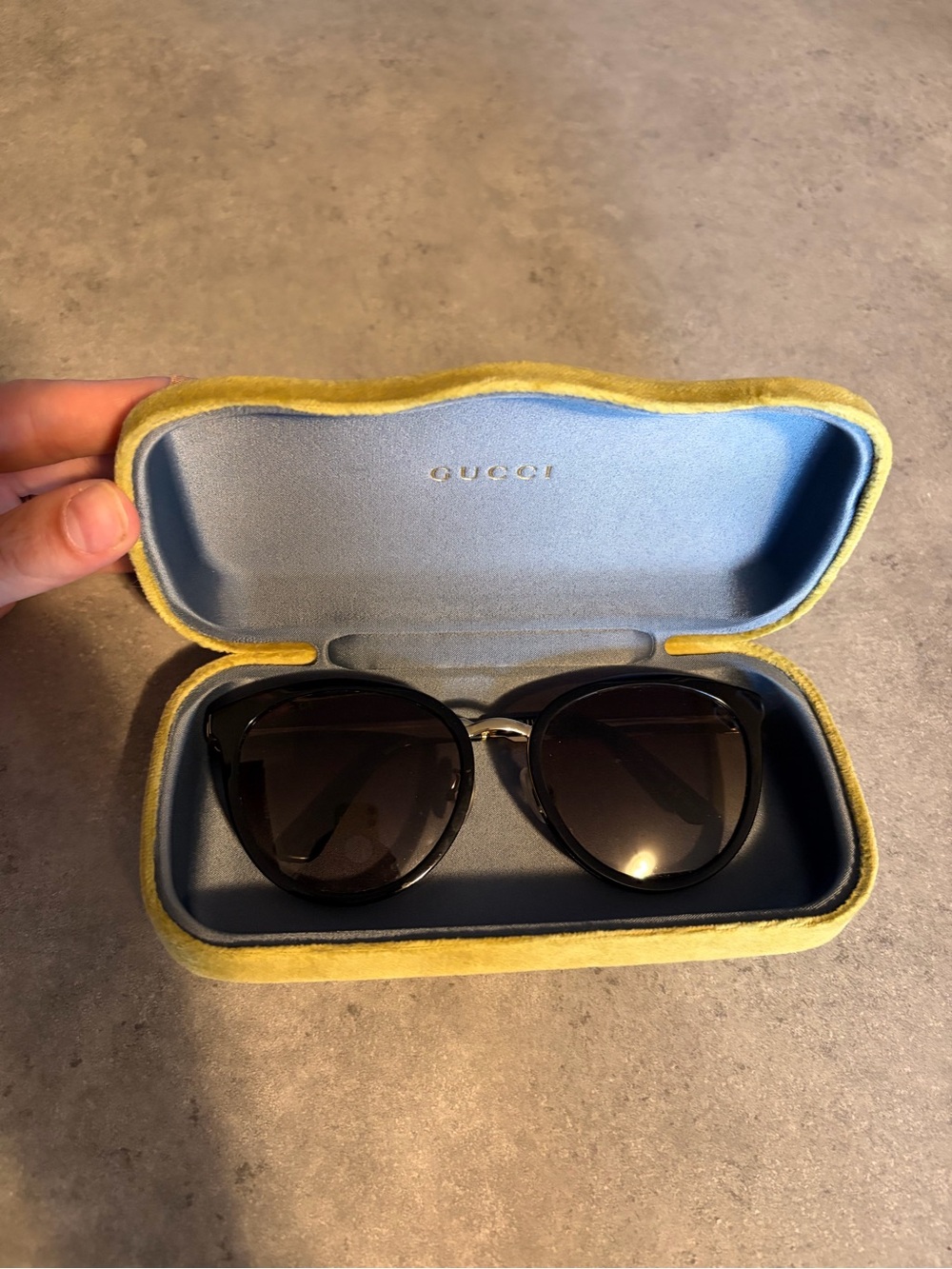 Gucci Black and Gold Sunglasses